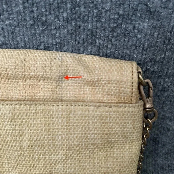 Abbie & Emmie Straw Crossbody Womens Small Gingham Gold Chain Summer Purse - Picture 3 of 12